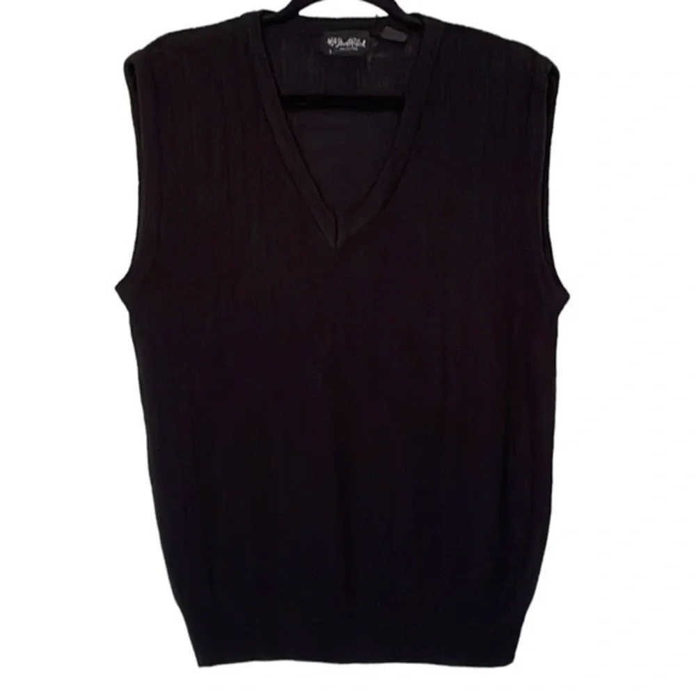 Men's Vintage David Robert Collection‎ Black Knit Vest Size Large (L)